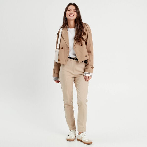 pantalon cigarette ceinture taupe femme Pantalon cigarette ceinturé taupe femme
