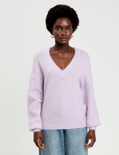 Pull duveteux parme femme