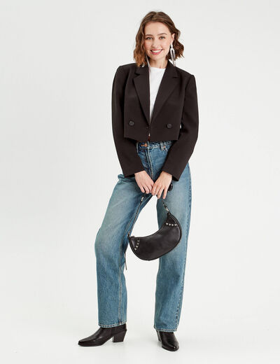 Veste blazer courte noir femme