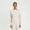 Sweat duveteux col rond manches longues sable femme