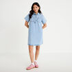 Robe en jean brod&eacute;e bleu fonc&eacute; femme