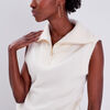 Pull debardeur avec col zippe ecru femme