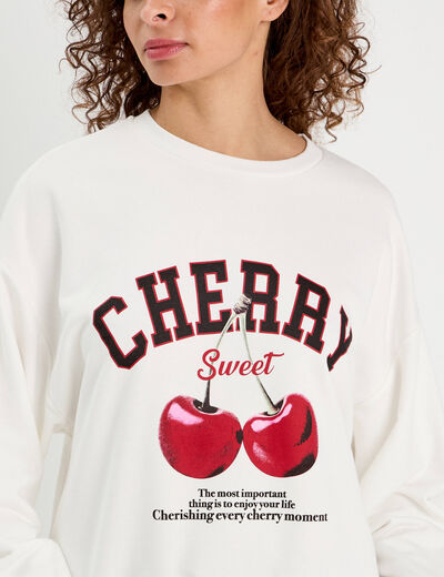 Sweat manches longues ecru femme