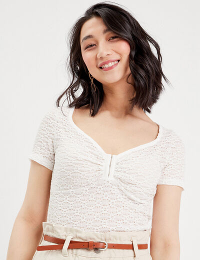 T-shirt manches courtes ecru femme