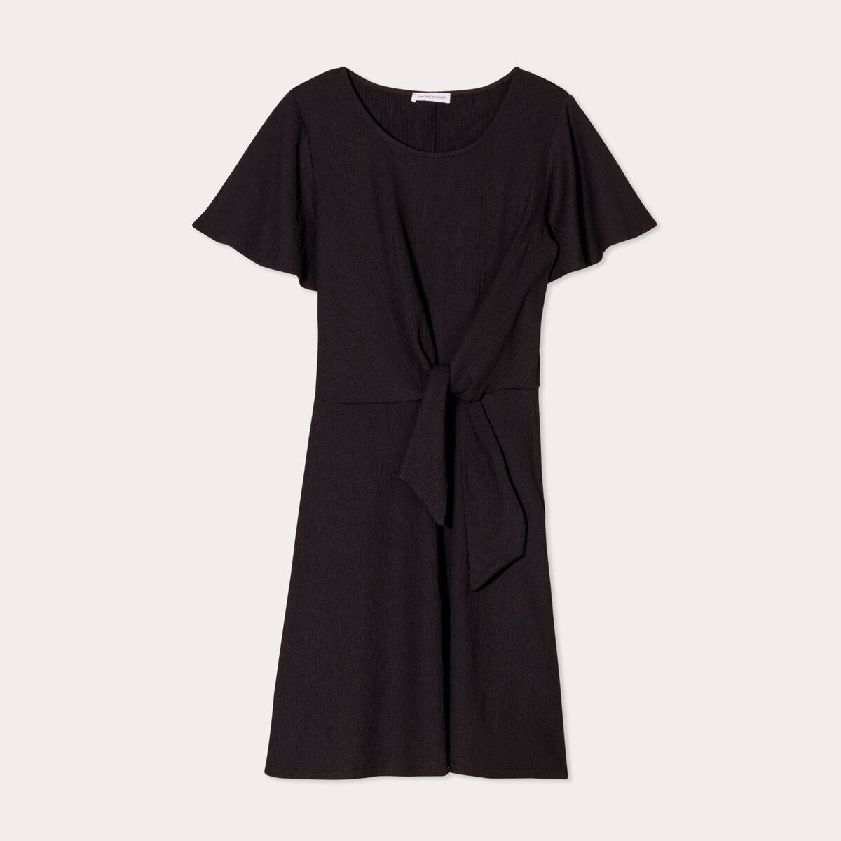 Robe &eacute;vas&eacute;e d&eacute;tail noeud noir femme