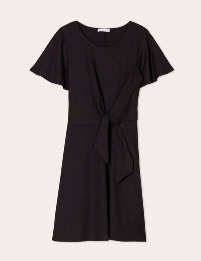 Robe évasée détail noeud noir femme