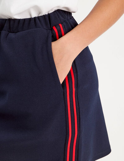 Jupe droite molleton bleu marine femme