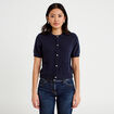 Gilet manches courtes bleu marine femme