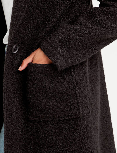 Manteau ample bouclette noir femme