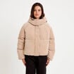 Doudoune r&eacute;versible courte velours beige femme