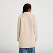 Manteau droit mi-long bouclettes beige femme
