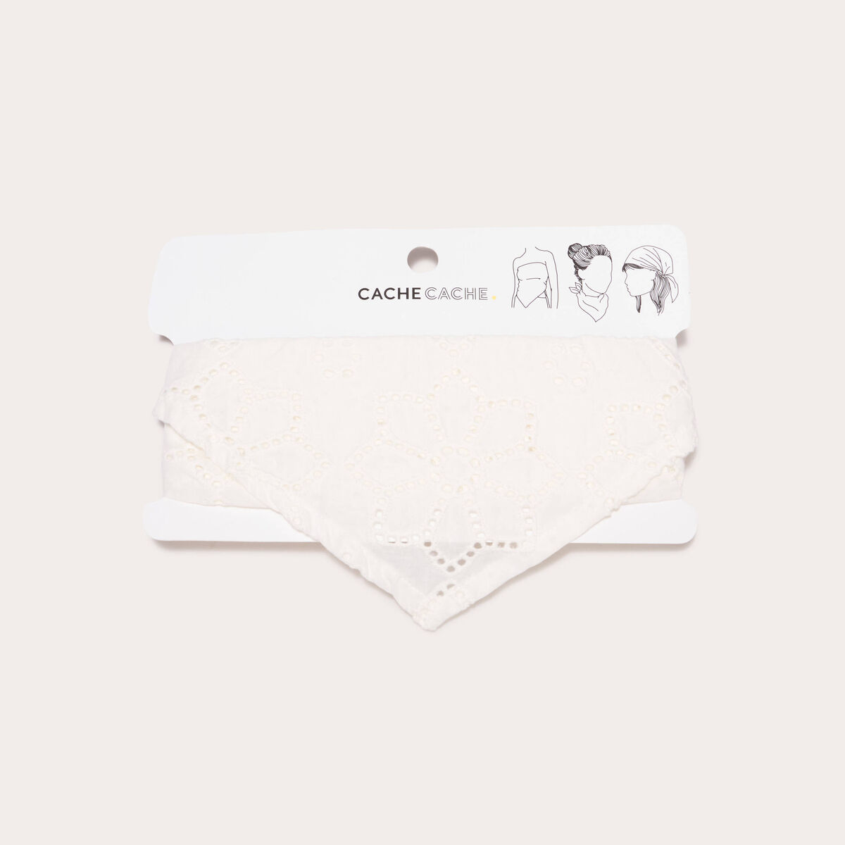 Foulard triangle broderie blanc femme