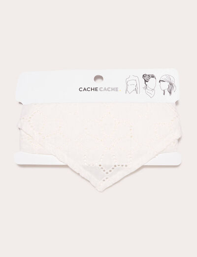 Foulard triangle broderie blanc femme