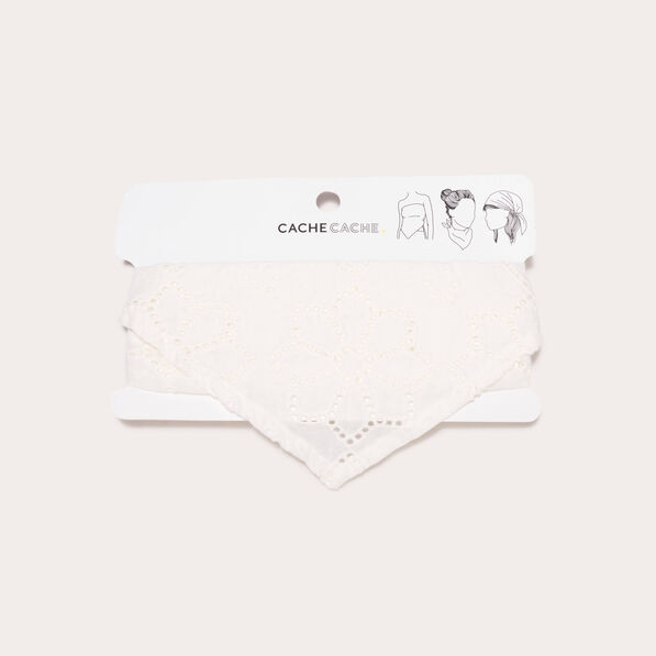 Foulard triangle broderie blanc femme
