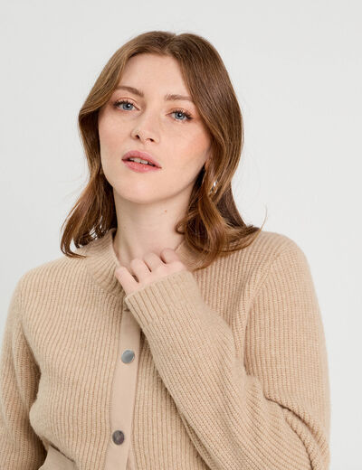 Gilet manches longues taupe femme