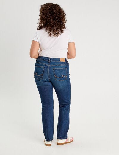 Jeans droit taille haute denim brut femme