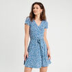 Robe évasée boutonnée bleu clair femme