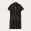 Robe droite en jean zippée denim noir femme