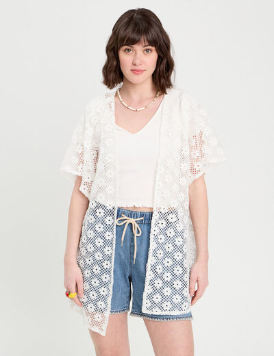 Paréo ajouré blanc femme
