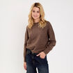 Pull col rond marron fonc&eacute; femme