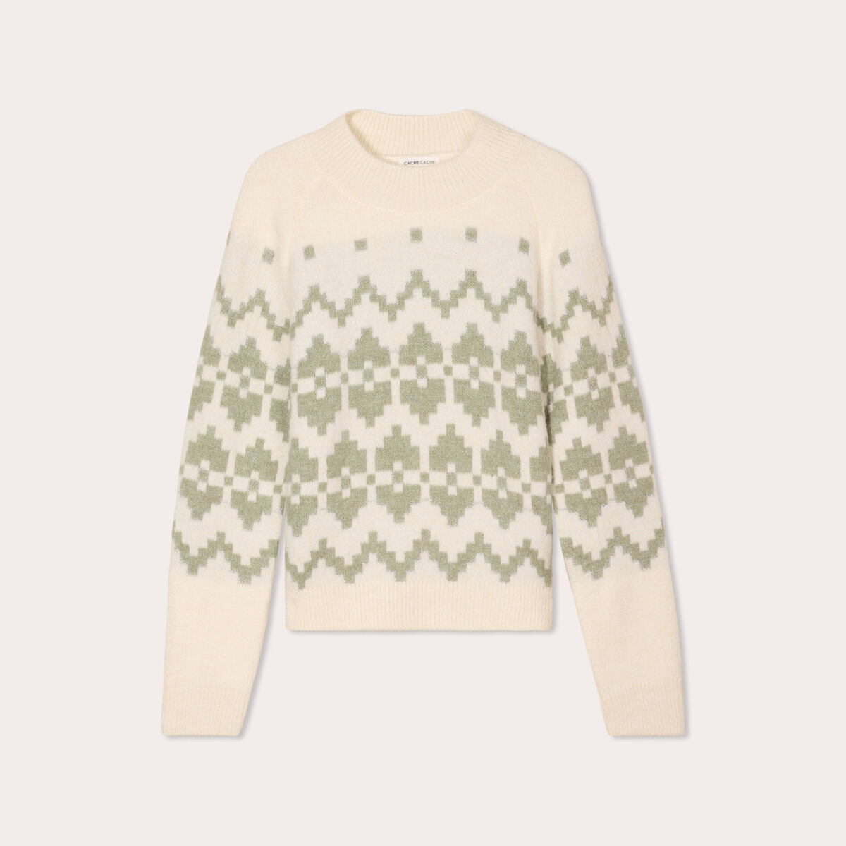 Pull col montant gris clair femme