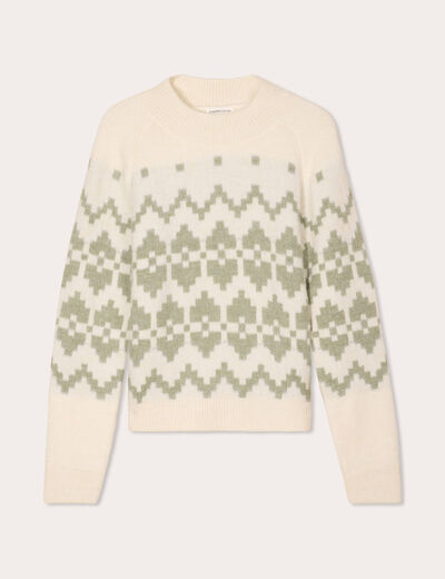 Pull col montant gris clair femme