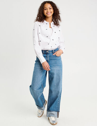 Chemise brodée noir femme