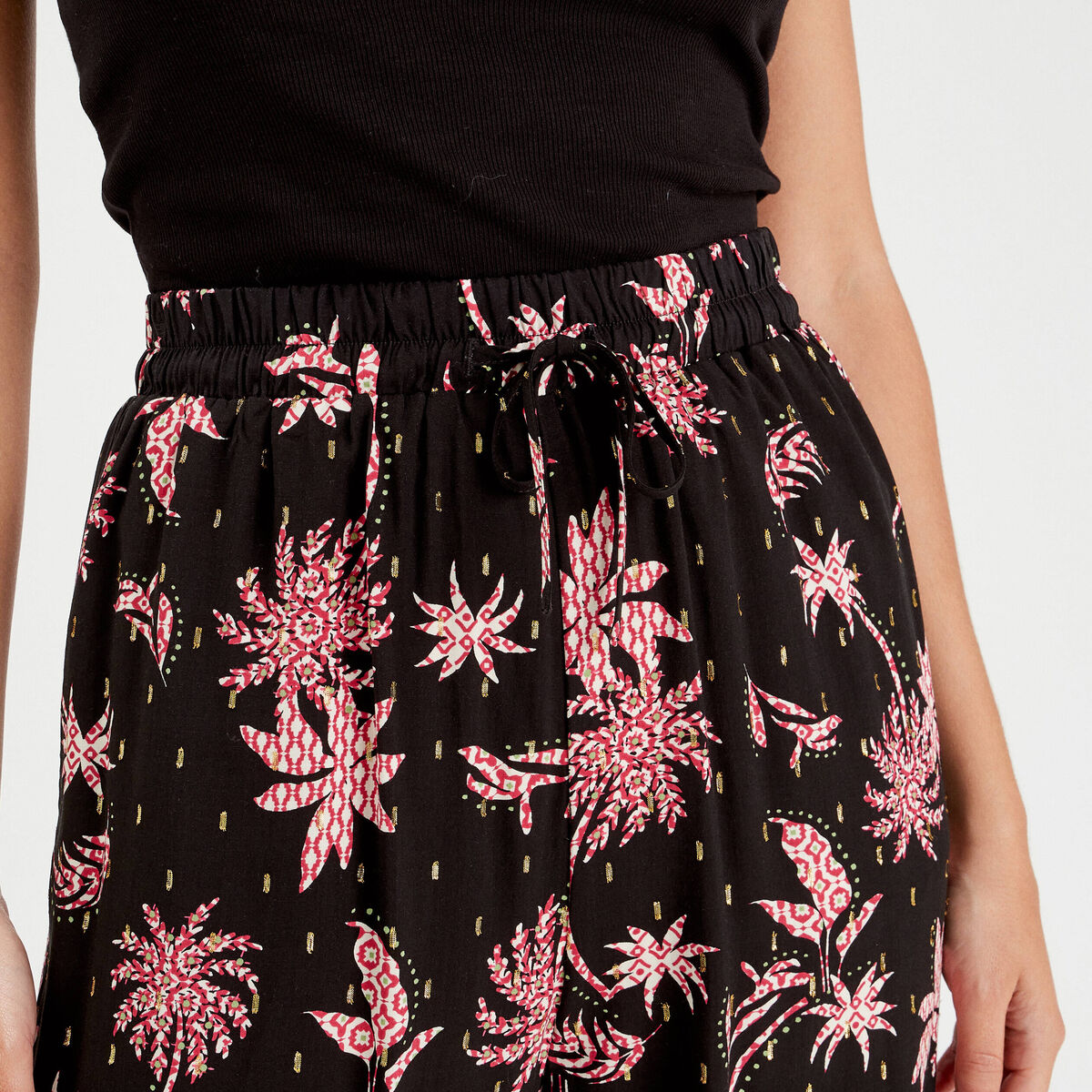 Pantalon large fluide noir femme