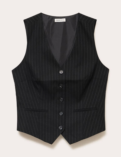 Gilet col V noir femme