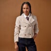Veste droite cropped effet polaire ivoire femme