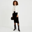 Veste cropped bas resserr&eacute; ecru femme