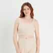 Bustier tricot torsades beige femme