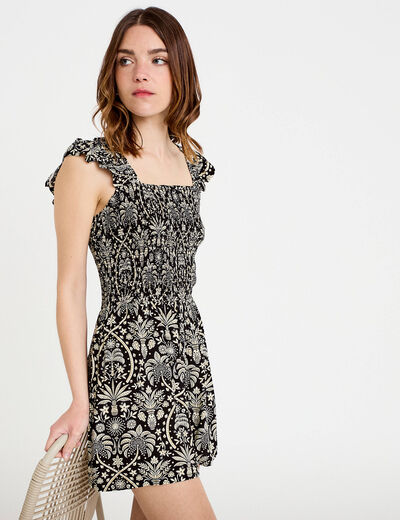 Combishort coupe large noir femme