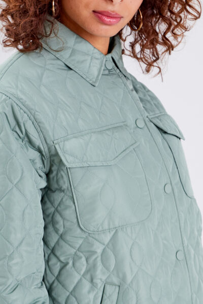 Surchemise manches longues vert foncé femme