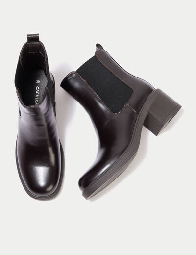 Bottines &agrave; talon marron femme