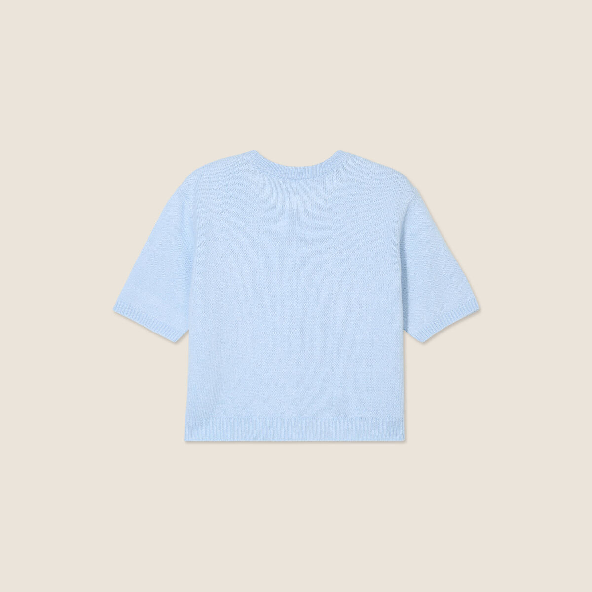 Pull manches courtes bleu ciel femme