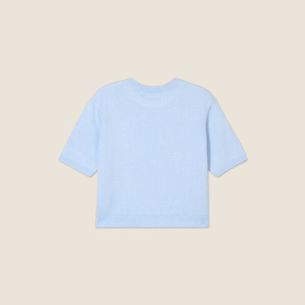 Pull manches courtes bleu ciel femme