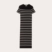Robe longue moulante côtelée noir femme