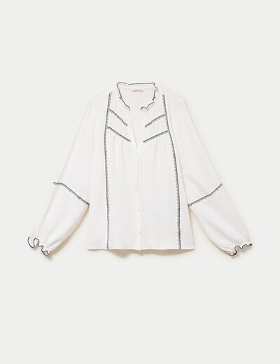 Blouse manches longues ecru femme