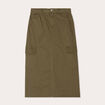 Jupe midi droite poches rabats vert foncé femme