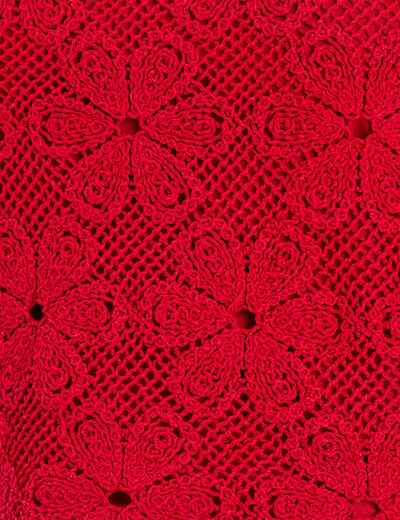 Débardeur dentelle macramé rouge femme