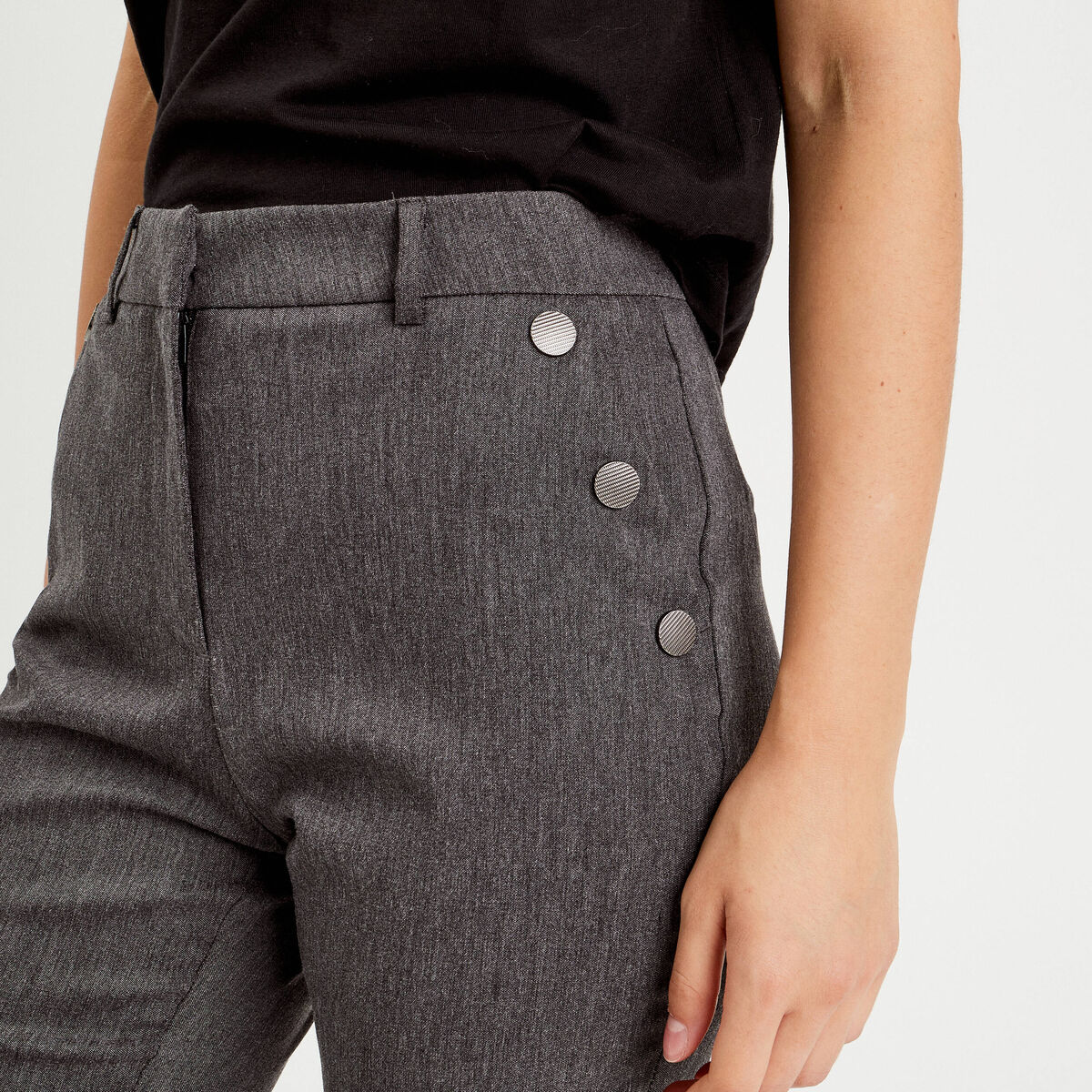 Pantalon flare pont gris fonc&eacute; femme