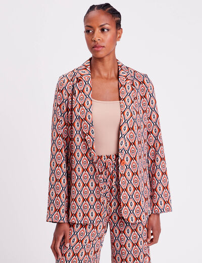 Veste esprit blazer boutonnée beige femme