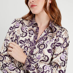 Chemise manches longues satin blanc femme