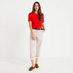 Pantalon chino 7/8&egrave;me taille &eacute;lastiqu&eacute;e vieux rose femme