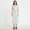 Robe midi &eacute;vas&eacute;e manches tr&egrave;s courtes blanc femme