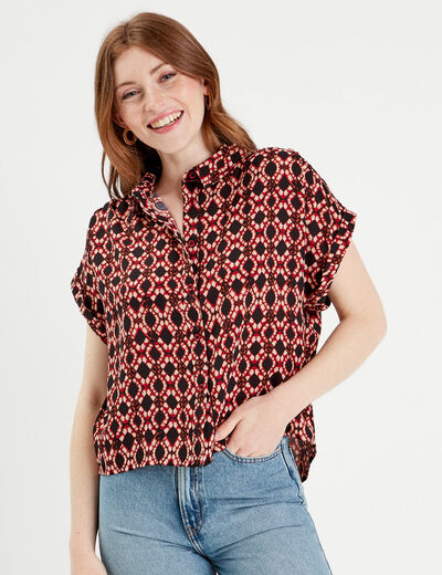 Chemise manches courtes rouge femme
