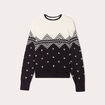 Pull manches longues col rond noir femme