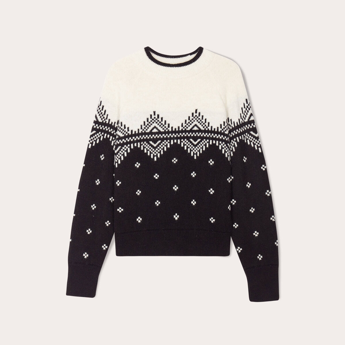 Pull manches longues col rond noir femme