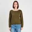 Pull col bateau vert kaki femme